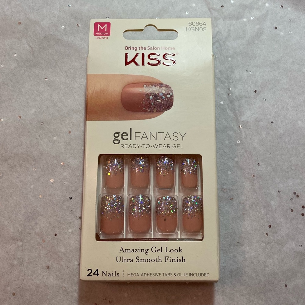 Kiss Gel Press on Nail Glitter French
